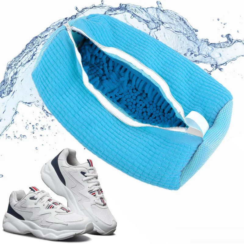 Durable Shoe Washing Machine Bag for All Shoe Types-Yellow with Blue Zipper,Ideal for Sneakers and Casual Shoes,Laundry Wash Bag