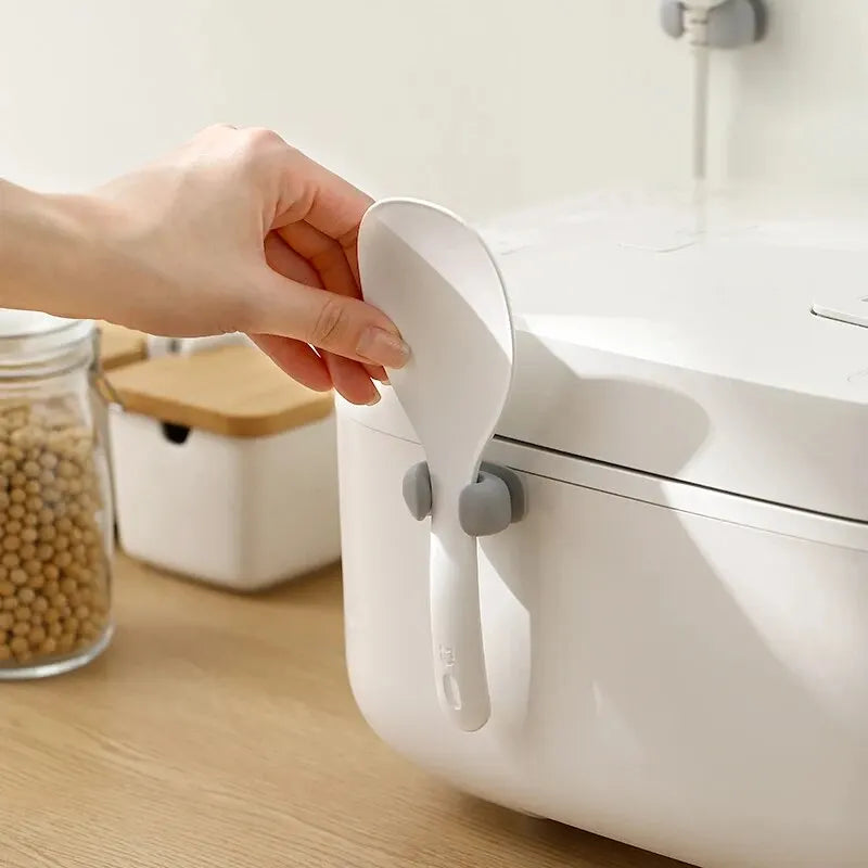 Rice Spoon Holder Silicone Storage Rack, Kitchen Wall-Mounted Cooker Spoon Shelf, Placement Rack