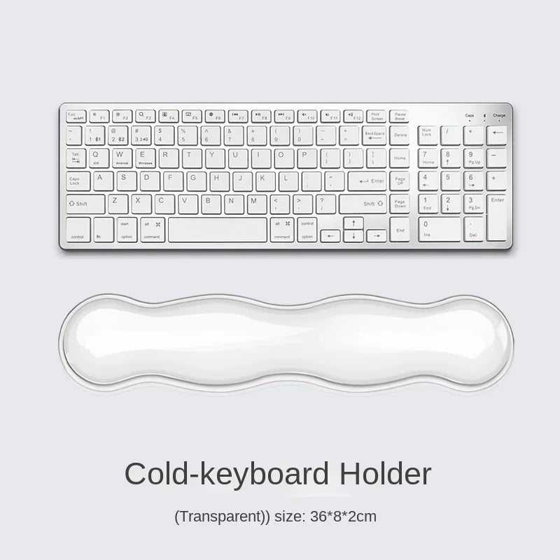 Mouse pad with wrist rest, keyboard rest, anti slip silicone transparent desktop office game console, mouse wrist rest