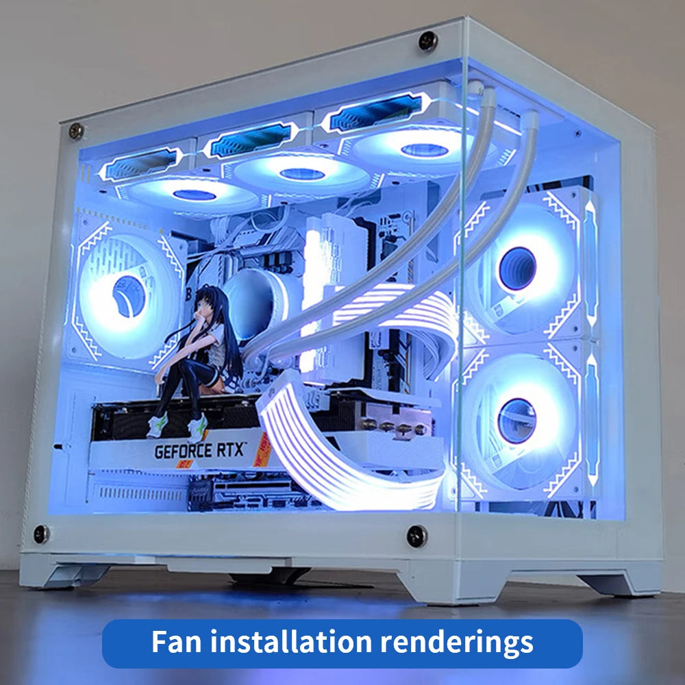 aigo Air12s PC Case Fan 12cm 4Pin 5V 3Pin ARGB Cyclic Mirror Light Effect PWM CPU 120mm Cooling Fan infinite space ventilador