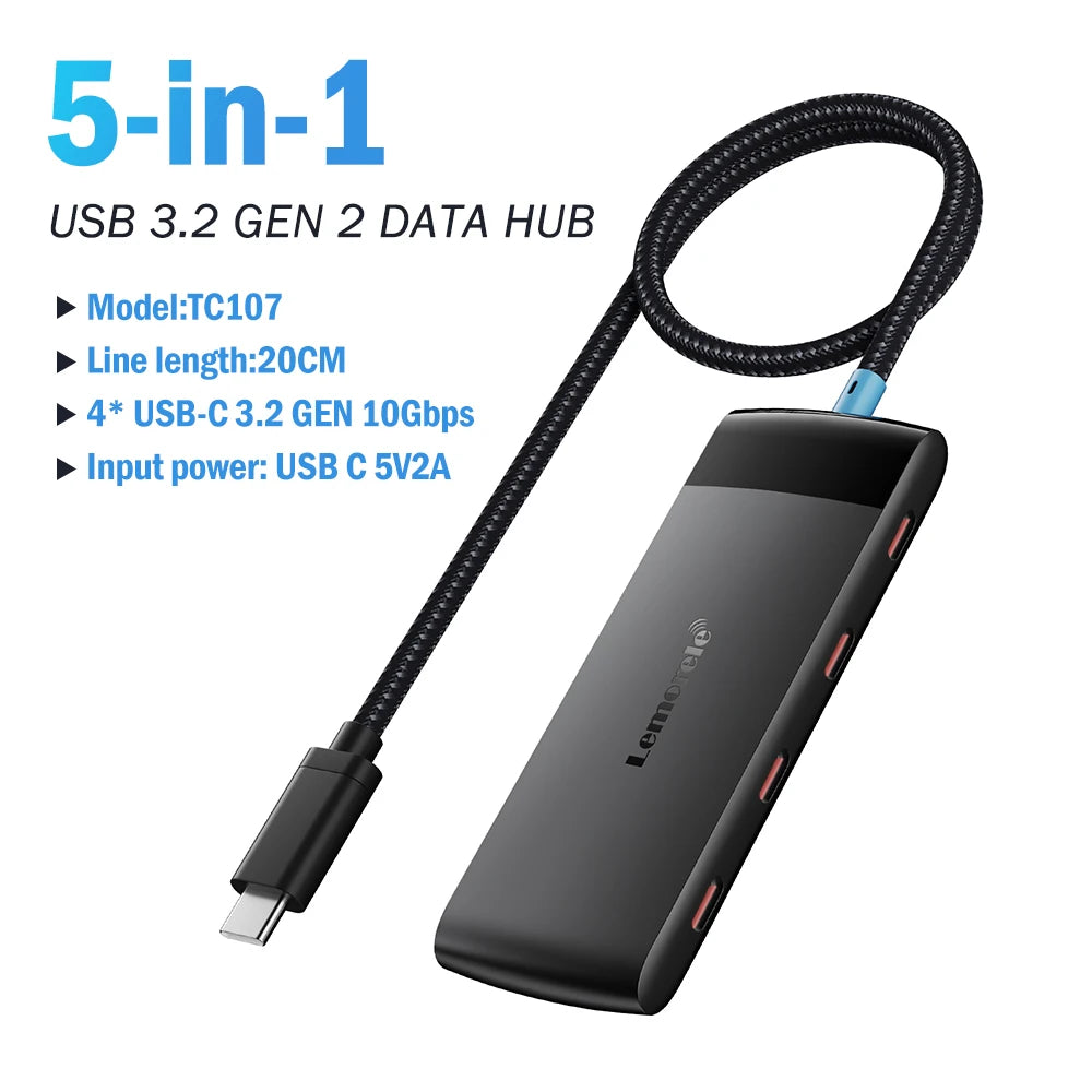Lemorele USB Hub Type C Hub USB3.0 OTG 4 Port USB C/A HUB Multi Splitter Adapter Laptop Accessories For Lenovo Macbook Pro