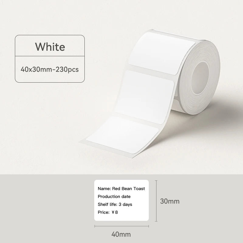 NIIMBOT B21/B1/B3S Full white series Thermal Label Sticker Paper Printable 20-50mm