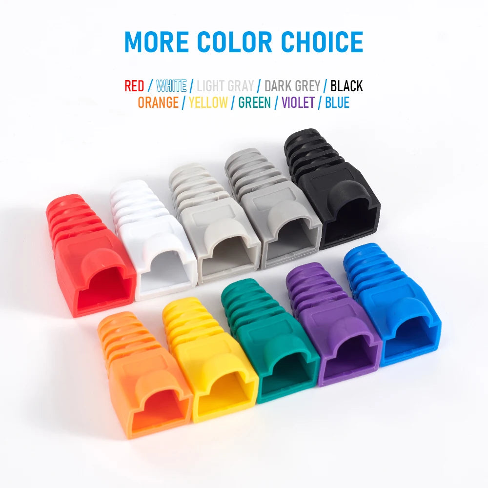 20/50pcs OD6.5 Cable Connector Plug Cover CAT5E CAT6 RJ45 Ethernet Network Cable 10 Colors Strain Relief Boots