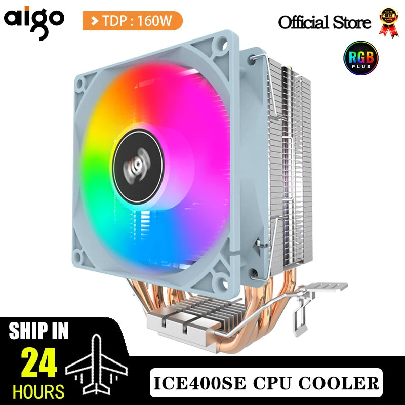 Aigo ICE CPU Cooler 2 4 6 Heat Pipes PC Radiator PWM 3PIN 90mm CPU Cooling Silent Rgb Fan For Intel 1700 1150 1156 1366 1155 AMD