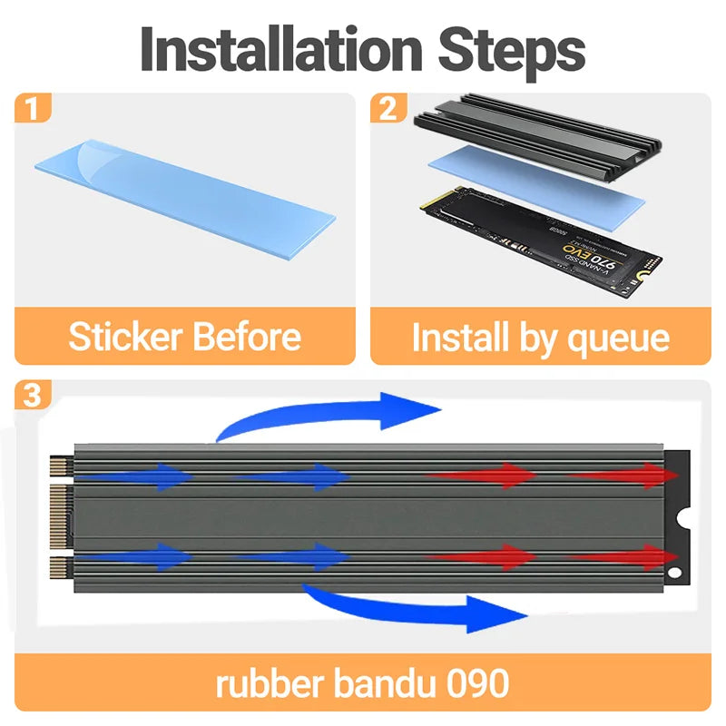 Coolcirc M.2 SSD solid state radiator All-aluminum Ultra-thin with heat pad Anodized Sandblasted For M.22280 hard disk