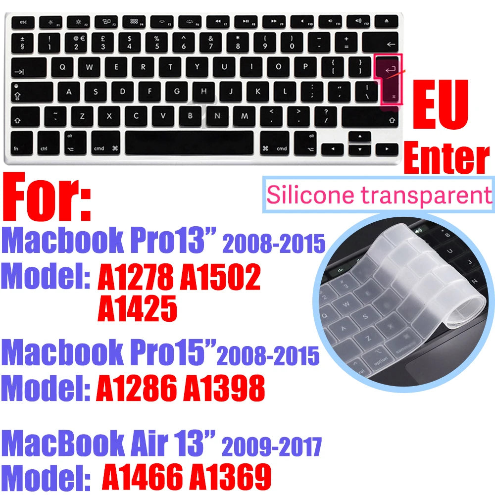 CaseBuy Premium Silicone Keyboard Cover Ultra Thin for MacBook Pro 14 16" M4 M3 M2 M1 Pro/Max, Air 15" 13.6" M3 M2, Cl