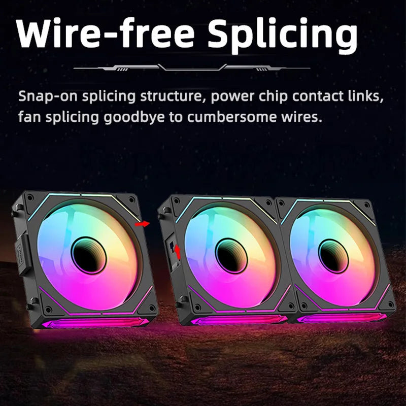 COOLCIRC PC Case Fan 120mm ARGB  Mirror Cycle Light Effect CPU Cooler Fan 4PIN PWM 58.36CFM Fan for Computer Water Cooler