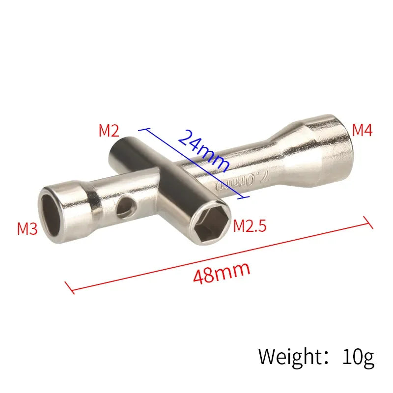 4 in 1 3D Printer Nozzle Tool M2 M2.5 M3 M4 Screw Nut Hexagonal Cross Wrench For E3D V5 V6 Bambu X1 P1 A1 Nozzle Mini Spanner
