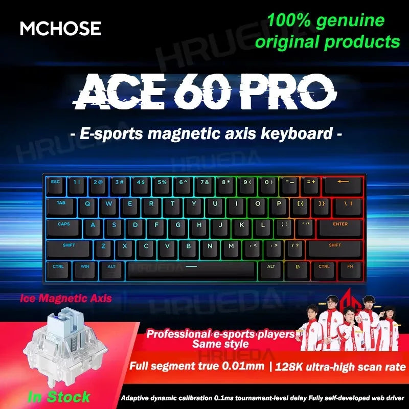 MCHOSE ACE68 ACE60 Pro Magnetic Keyboard Wired Mechanical for Gaming 0.01mm RapidTrigg 8000Hz SOCD/Rs 0.125ms 128K Sampling Rate