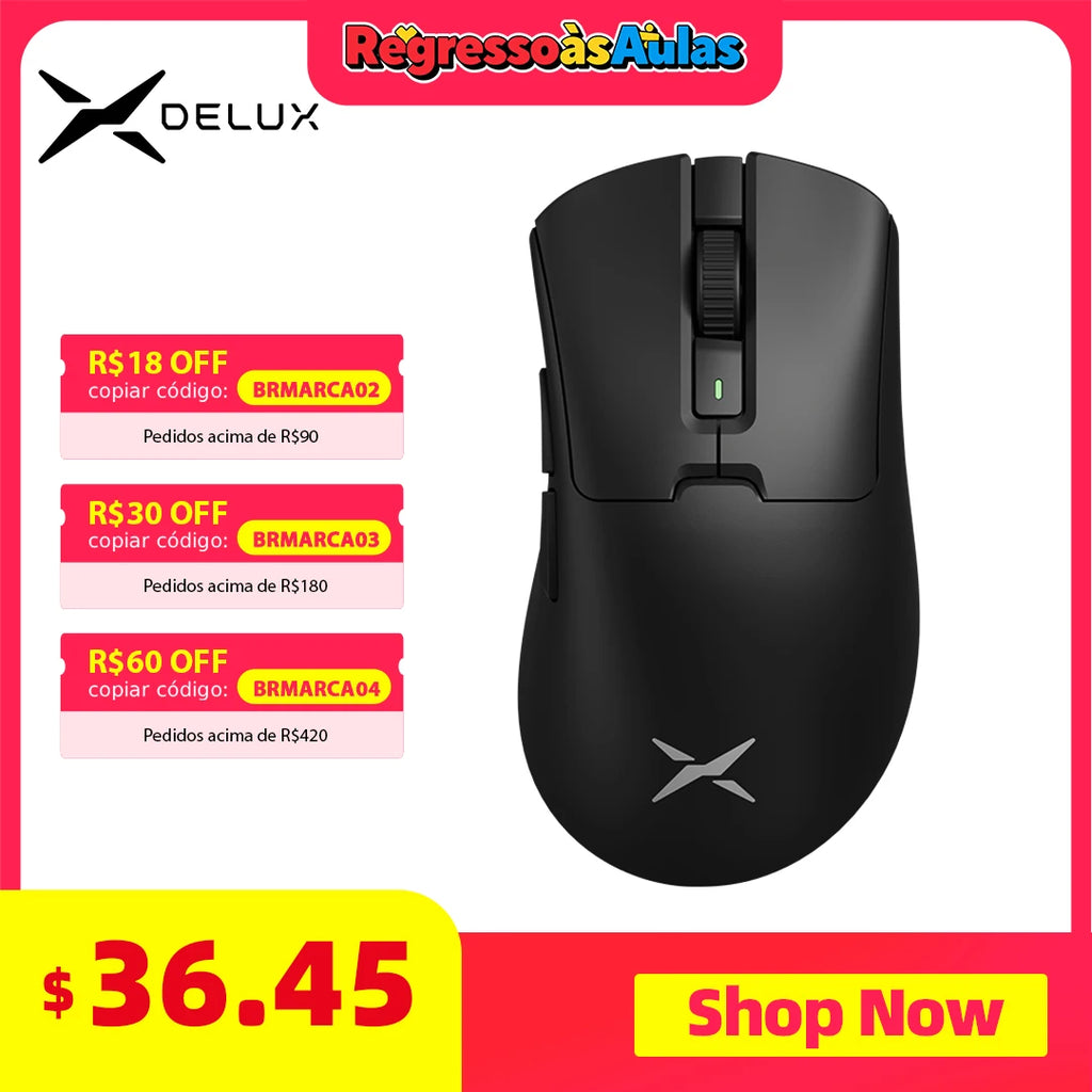 Delux M900PRO Wireless Gaming Mouse Ergonomic 8K Polling Rate PAW3395 63g Magnetic RGB Charging Dock for Right Big Hand PC Gamer
