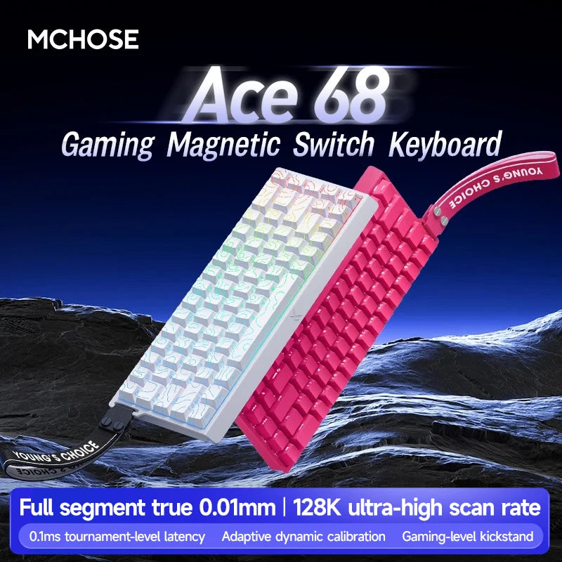 MCHOSE ACE68 ACE60 Pro Magnetic Keyboard Wired Mechanical for Gaming 0.01mm RapidTrigg 8000Hz SOCD/Rs 0.125ms 128K Sampling Rate
