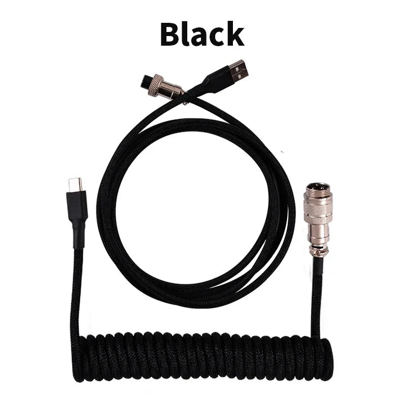 3M Type C Mechanical Keyboard Coiled Cable USB Keyboard Wire Mechanical Keyboard Aviator Desktop Computer Aviation Connector
