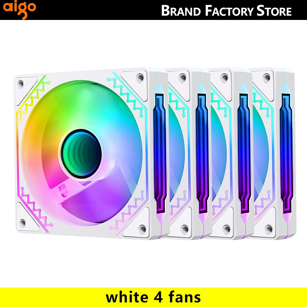aigo Air12s PC Case Fan 12cm 4Pin 5V 3Pin ARGB Cyclic Mirror Light Effect PWM CPU 120mm Cooling Fan infinite space ventilador