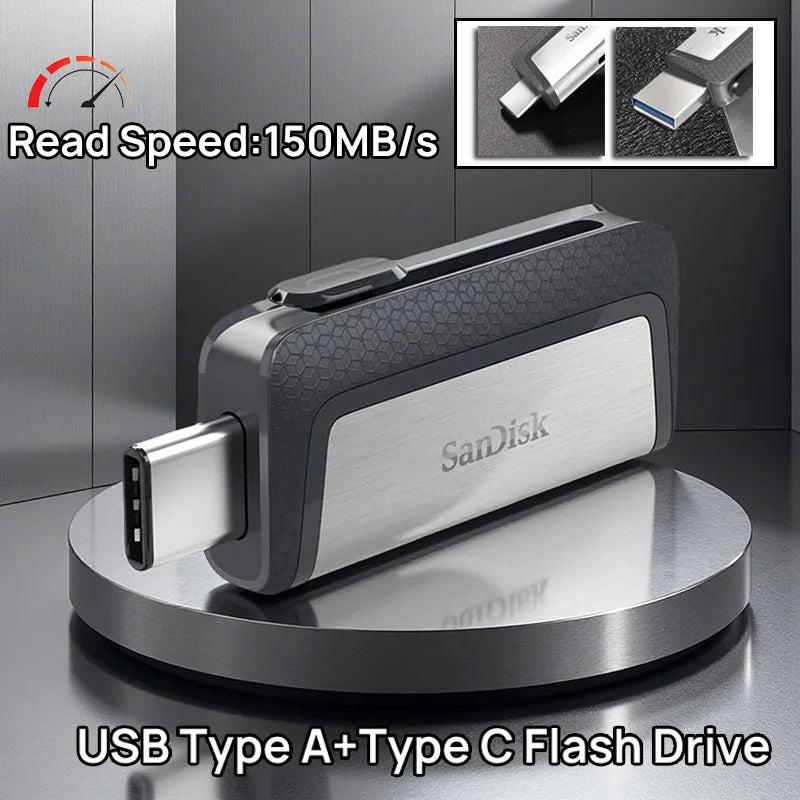 SanDisk Dual USB Type C and Type A Flash Drive SDDDC2 Pen Drive 64GB 128GB 256GB Memory Stick For Smartphone Tablet Laptop PC