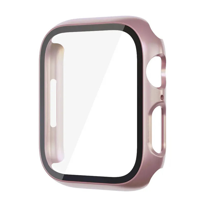 Glass+Case For Apple Watch 8 7 45mm 44mm 41mm 40mm PC Screen Protector Cover iwatch Series 3/4/5/6/SE/7/8 SmartWatch Accessories