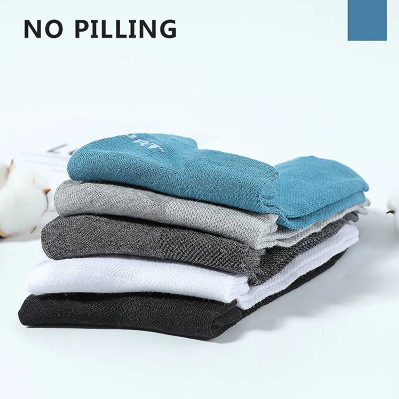 5/10/20 Pairs Of Mens Summer Thin Mesh Breathable Mens Polyester Sports Socks Sweat Absorbing Short Socks