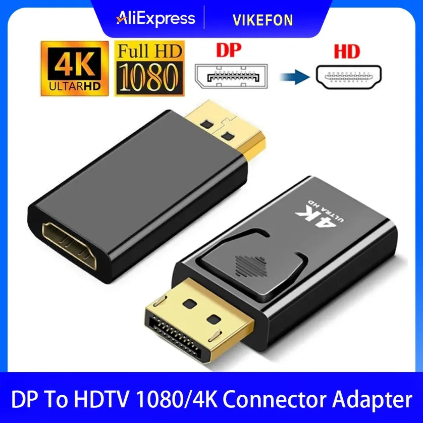 1080/4K Connector DisplayPort DP To HDMI-Compatible Cable Video Audio Adapter Converter for PC Laptop to TV Monitor Projector