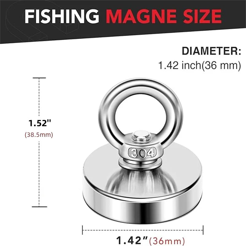 Super Strong Neodymium Fishing Magnet Hooks N52 Heavy Duty Magnet with Countersunk Hole Eyebolt Salvage Searcher Magnets