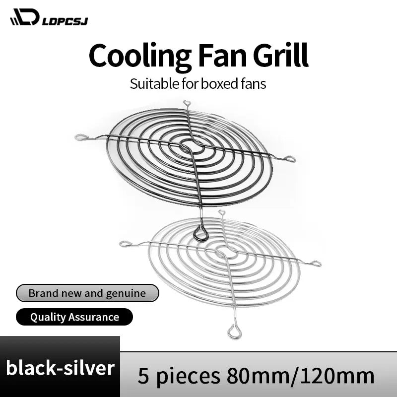 Ldpcsj 5Pcs 80Mm/120Mm Silver Cooling Fan Grill Metal Finger Protector, Suitable for Box Fan