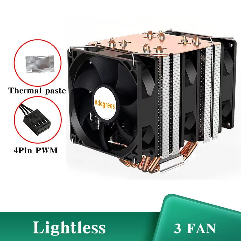 6 Heat Pipe CPU Cooler 4Pin PWM PC Quiet Air Cooler Fan for Intel LGA 1366 1700 1200 1150 1151 1155 2011 X79 X99 AM3 AM4 AM5