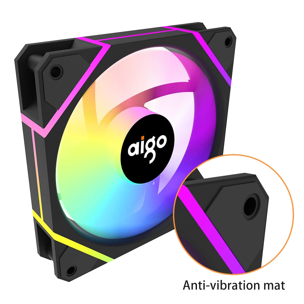 Clearance_Aigo AM12PRO Rgb Fan Ventoinha PC 120mm Computer Case Fan Kit Water Cooler 4pin PWM CPU Cooling Fans 3pin5v argb 12cm