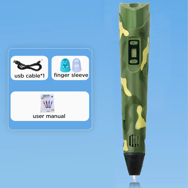 3D Pen Drawing Printing Pen With LCD Screen Compatible PLA Filament Toys Safe Paiting for Children DIY Christmas Birthday Gift