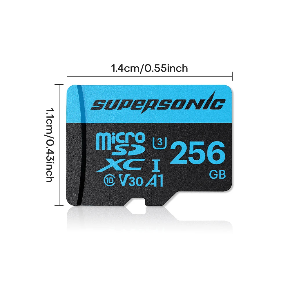 Supersonic High Speed Mini SD Memory Card 256GB Class 10 Micro TF flash usb pen drive card  32GB 64GB 128GB for Smartphone