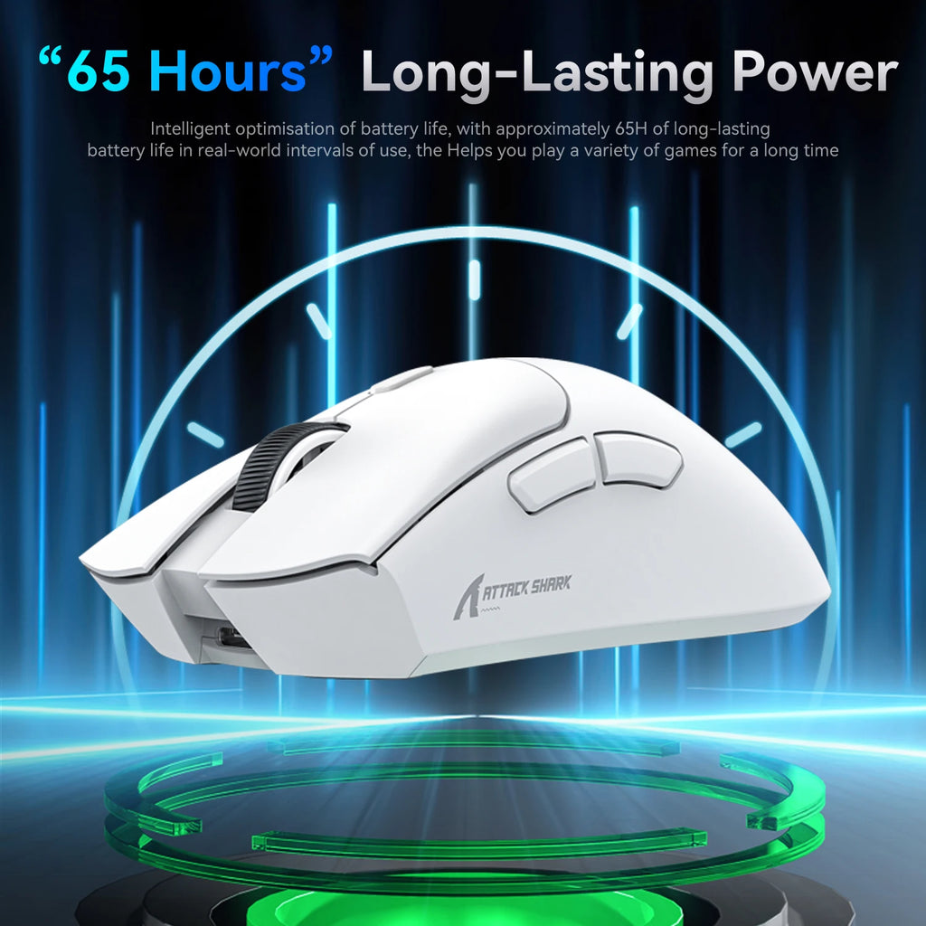Attack Shark R1 Gaming Mouse - Dual-Mode Wireless/Wired, Adjustable DPI, Ultra-Light Ergonomic Design for Competitive Gamers