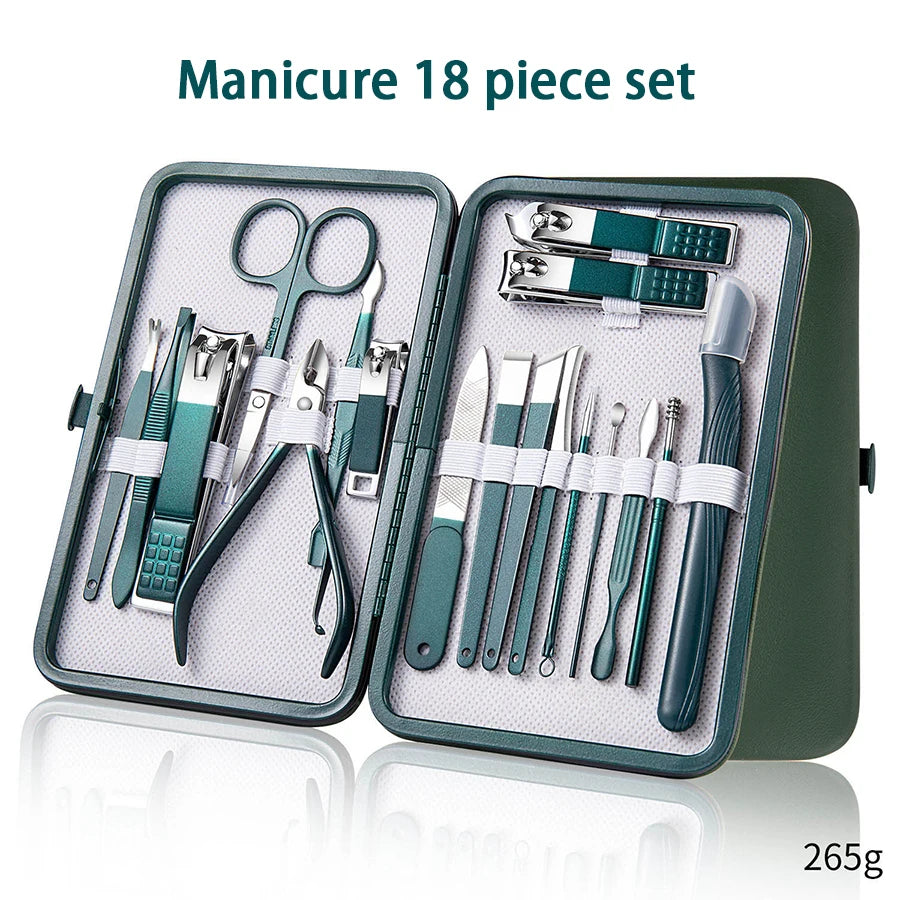 6-9 Pcs Manicure Set With Leather Case Professional Foot And Face Care Tool Kits Stainless Steel Nail Clipper Sets Gift