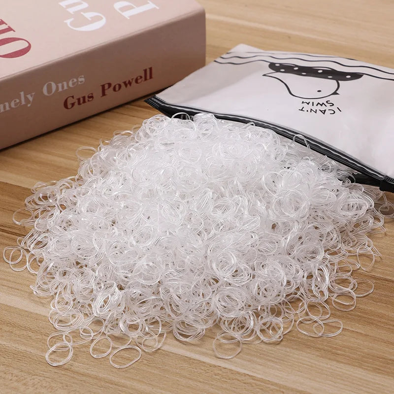 500/1000/2000pcs Girls Colourful Disposable Rubber Band Hair Ties Headband Children Ponytail Holder Bands Kids Hair Accessories