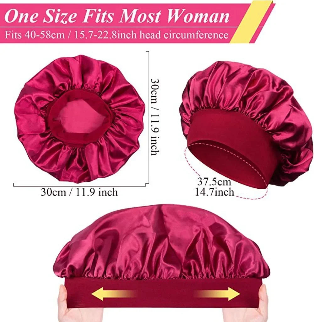 Satin Wide-brimmed Nightcap Styling Silk Headband for Sleeping Nightcap with Elasticated Floppy Band Cap Hair Shower Cap
