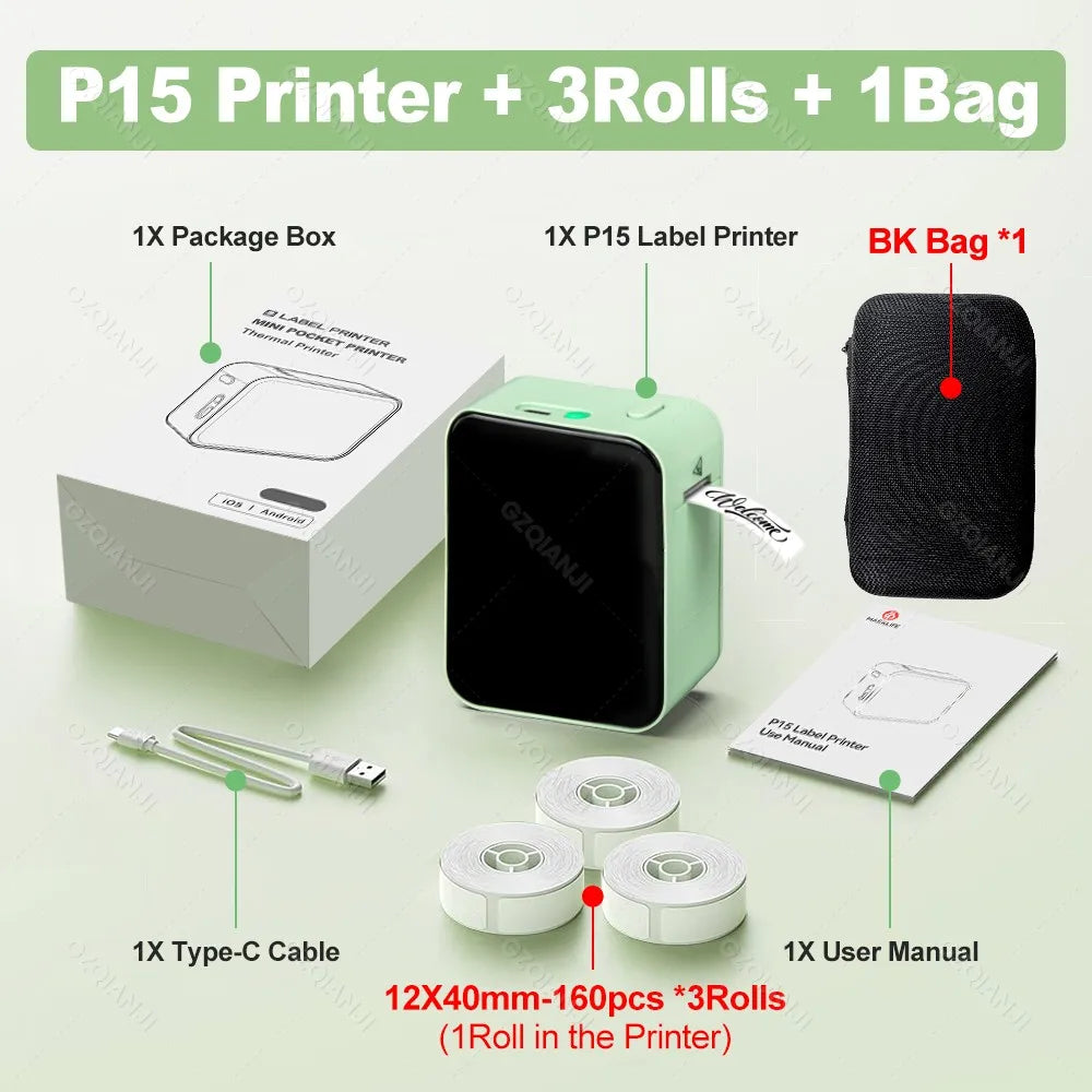 Marklife P15 Wireless Bluetooth Label Printer Portable Thermal Printer Similar as D11 D110 D101 Label Machine Mini Label Maker
