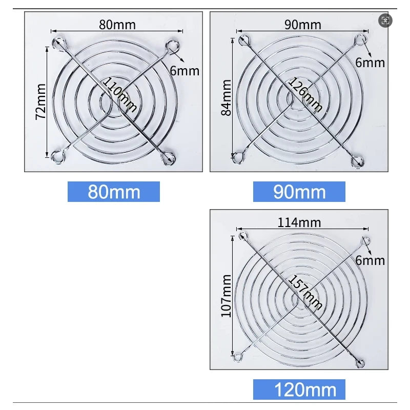 Metal Protective Mesh Cover for Cooling Fan - 30mm 40mm 50mm 60mm 70mm 80mm 92mm 110mm 120mm 140mm 150mm