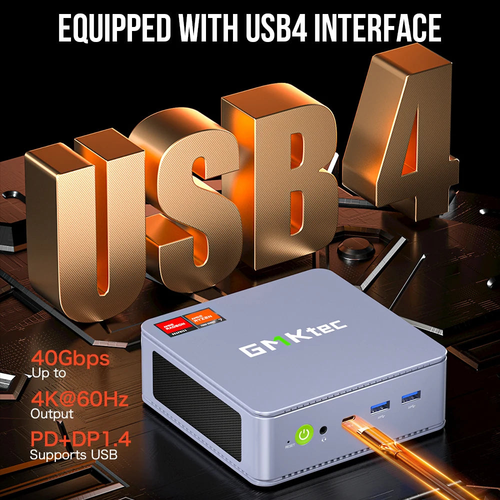 GMKtec K6 Mini PC AMD R7-7840HS 8C/16T 16GB DDR5 512GB PCIe 4.0 SSD Mini Desktop Computer Window 11 Pro WiFi 6E/BT5.2 Type-C