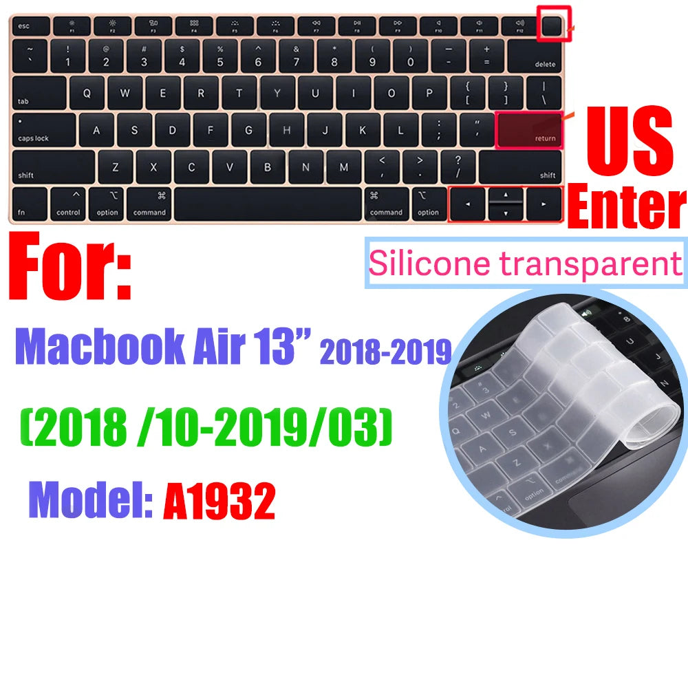 CaseBuy Premium Silicone Keyboard Cover Ultra Thin for MacBook Pro 14 16" M4 M3 M2 M1 Pro/Max, Air 15" 13.6" M3 M2, Cl