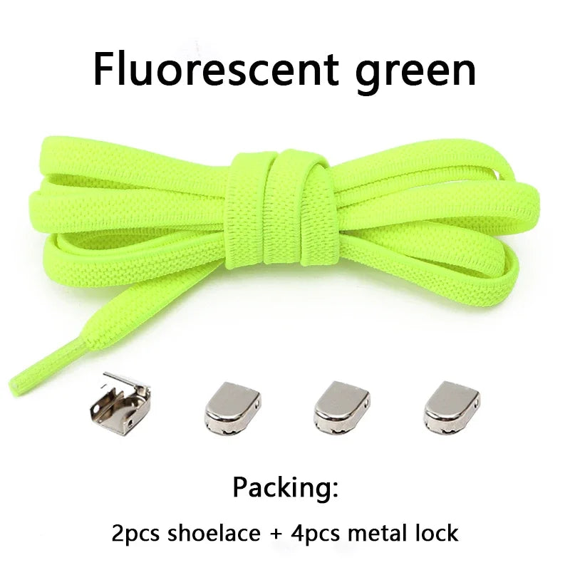 No Tie Shoe Laces Flat Elastic Shoelaces for Sneakers Tieless Shoelace Expand Shoestrings One Size Fits All Adult and Kids Shoes