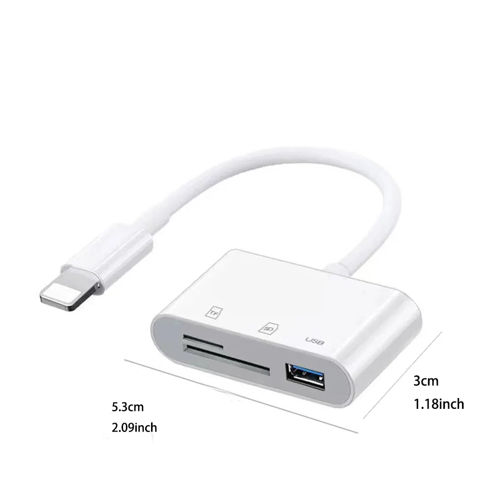 3-in-1 iPhone TypeC to SD & TF Card USB Camera AdapterFor iPhone iPad Card Reader USB Dongle for USB Flash Plug  Play