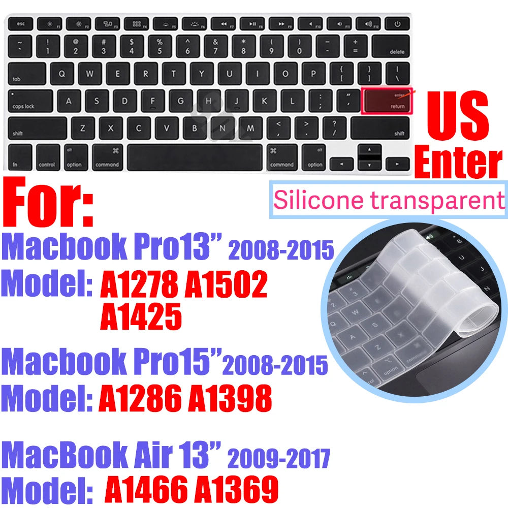 CaseBuy Premium Silicone Keyboard Cover Ultra Thin for MacBook Pro 14 16" M4 M3 M2 M1 Pro/Max, Air 15" 13.6" M3 M2, Cl
