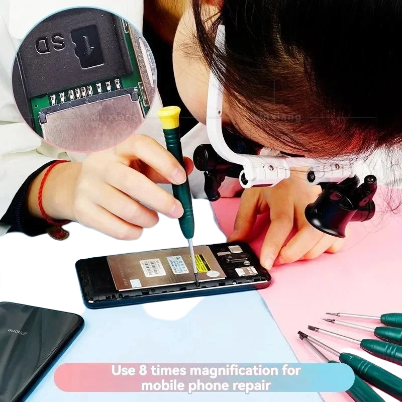 Magnifying Glass 8X/15X/23X Jeweler Watchmaker With LED Light Telescopic Headband Magnifier Glasses Reading Loupes Eyewear