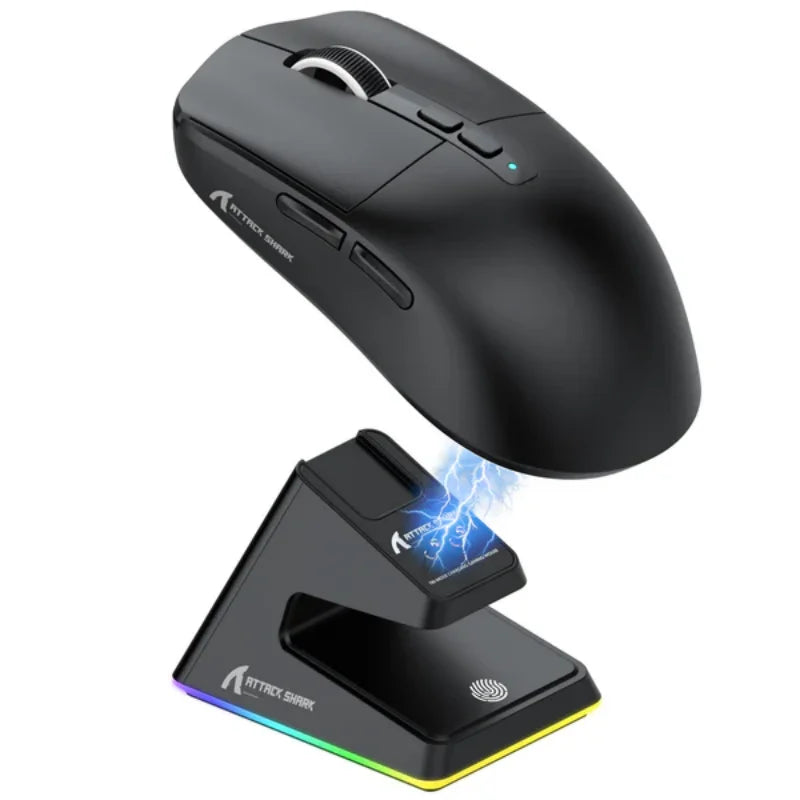 ATTACK SHARK X6 Mouse,PAW3395 Bluetooth Tri-Mode Connection,RGB Touch Magnetic Charging Base,Macro Gaming Mouse