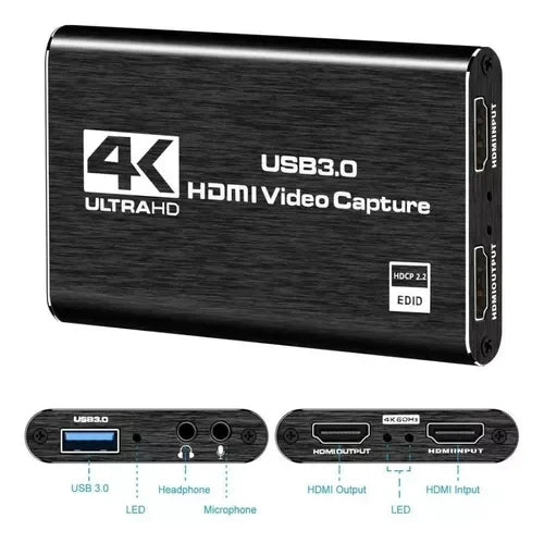 4K USB 3.0 Video Capture Card HDMI-compatible 1080P HD Video Recorder Grabber For PC PS4 OBS Game Recording Game Audio Mic
