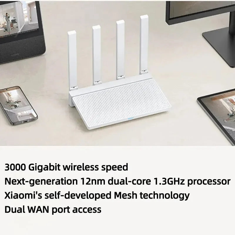 NEW Original Xiaomi AX3000T Router 5GHz 160MHz Broadband 1.3GHz Processor High Speed NFC Connection For Home Office Games -CN