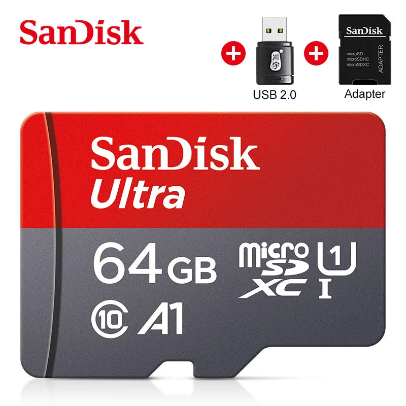 100% Original SanDisk Micro tf Card 256GB 128GB 64GB 32GB A1 Class 10 Memory Card UHS-1 TF Flash Card for Samrtphone/PC