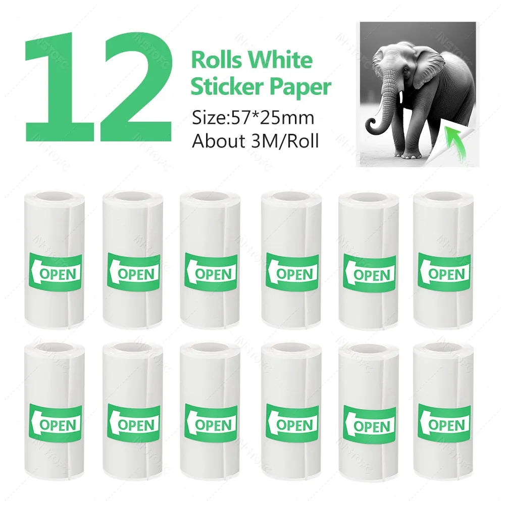Printable Adhesive Paper 3~15 Pcs Mini Printer Sticker Paper Rolls, Thermal Photo Paper Rolls, for Mini Pocket Thermal Printer