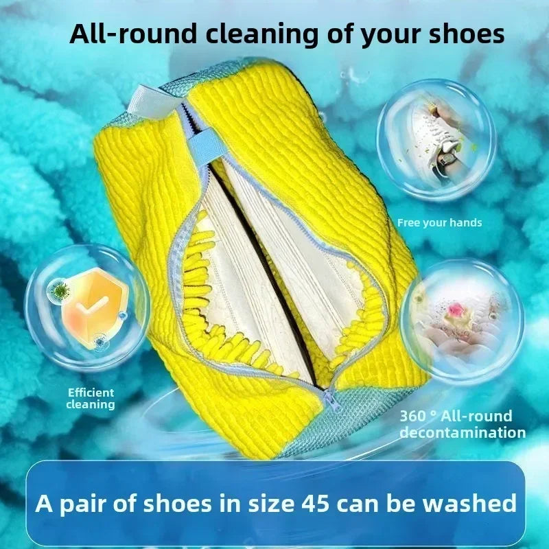 1-6PCS Shoes Washing Bag For Washing Machine Plush Fluffy Fibers Easily Remove Dirt Laundry Bags Anti-Deformation Home Organizer