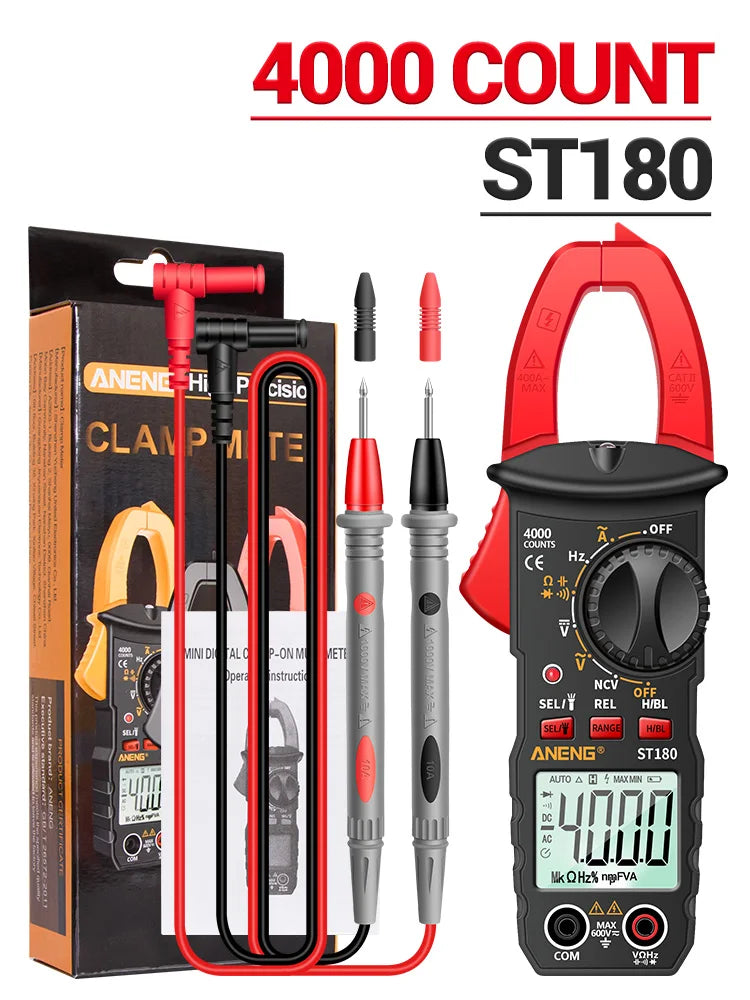 ANENG ST180 AC Current Clamp Meter  Digital 4000 Counts Multimeter Ammeter Voltage Tester Car Amp Hz Capacitance NCV Ohm Tool