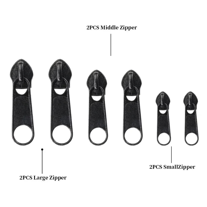 3 Sizes Universal Instant Fix Zipper Repair Kit Replacement Zip Slider Teeth Rescue Sewing Clothes Bag Zippers Tool Accessories