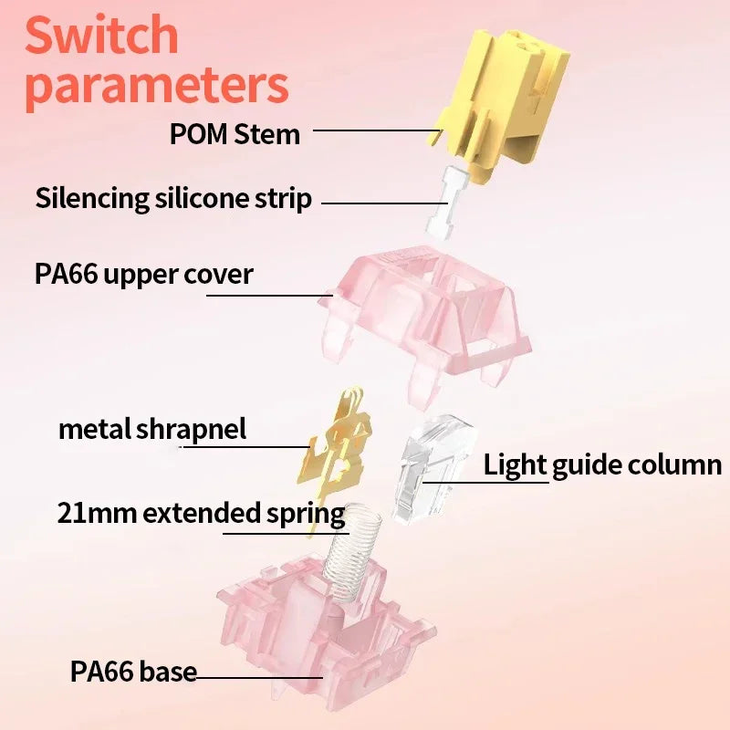 Outemu Silent Peach/Lemon V3 Switches Lubed Update V3 Switch Mechanical Keyboard Linear Tactile 5Pin Hot swap DIY Silent Switch