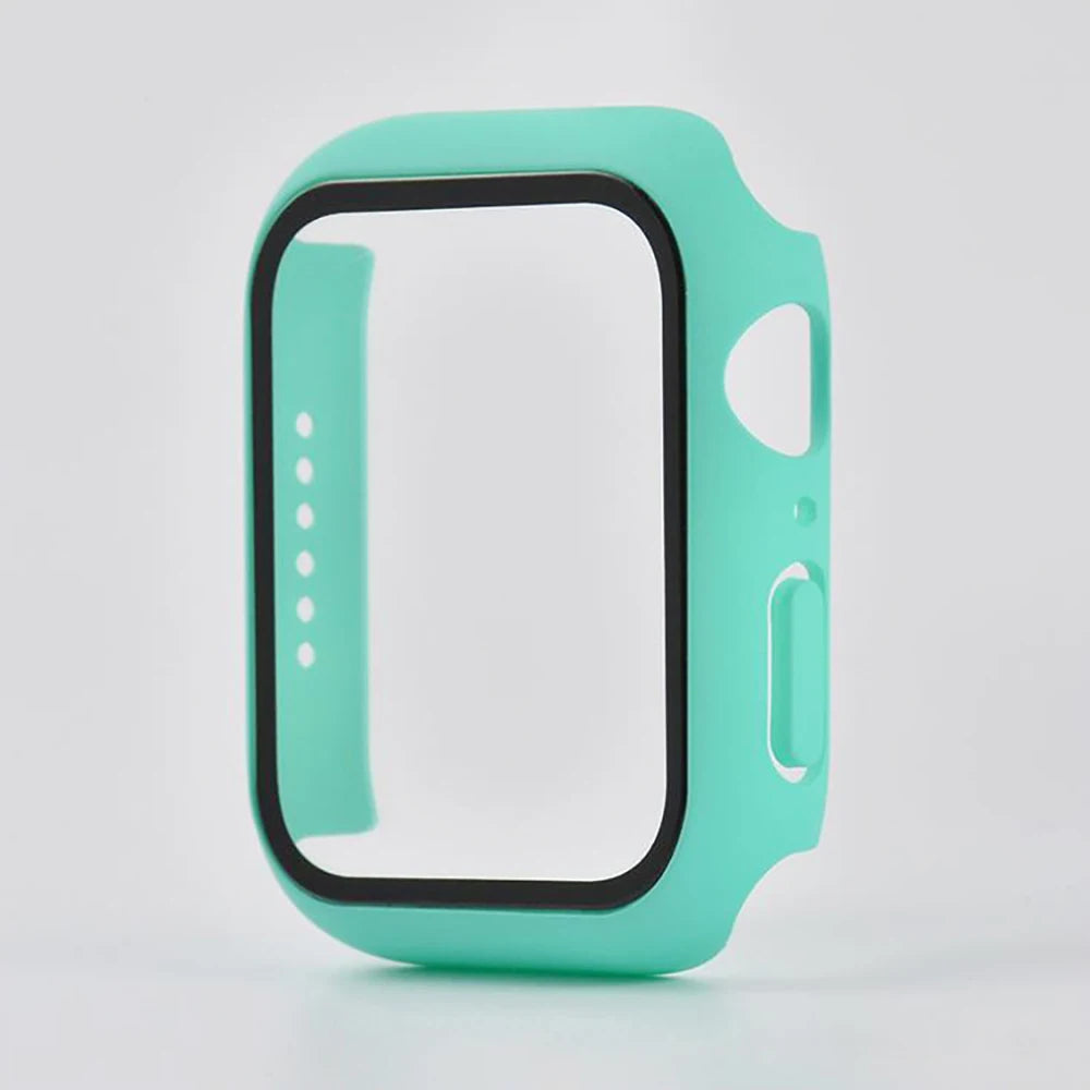 Glass+Case For Apple Watch 8 7 45mm 44mm 41mm 40mm PC Screen Protector Cover iwatch Series 3/4/5/6/SE/7/8 SmartWatch Accessories