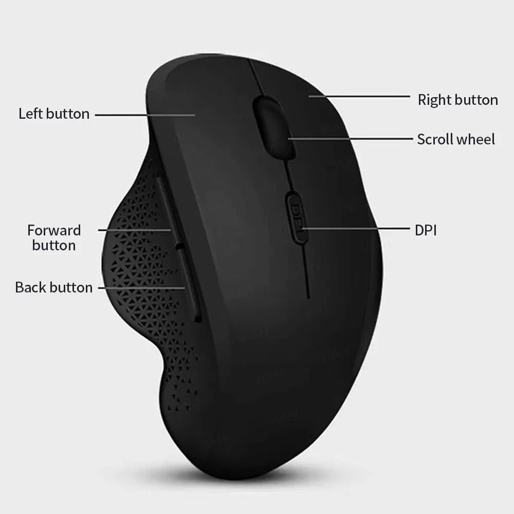 Ergonomic Rechargeable Wireless Bluetooth Mouse for PC Computer Laptop Macbook 1600DPI Dual Mode Mouse for IOS Android Tablet